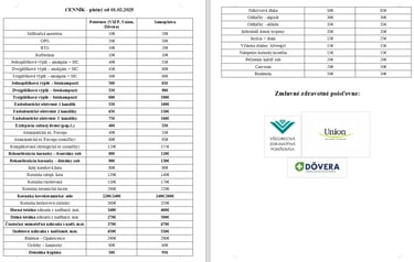 CENNÍK - platný od 01.02.2025