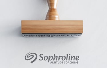 Identité visuelle de marque d'un logo de sophrologue sur un tampon.