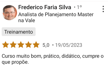 foto de uma pessoa e seu depoimento sobre o curso.