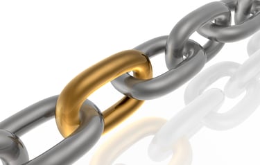 strong chain links silver color with one gold link