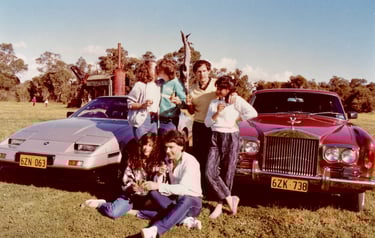 Peter Pickering with his Rolls Royce Mulliner Park Ward, and friends in Australia.