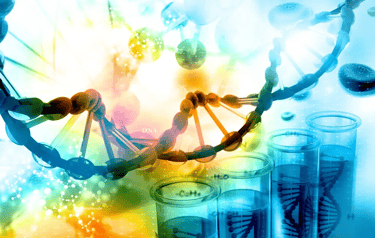image of dna and test tubes