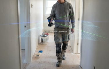 SLAM handheld scanner being used to map the interior of a residential property in Vancouver for fast