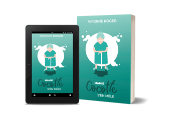 Mockup Mamie Cocotte s'en mêle, de Virginie Roger, roman contemporain.?