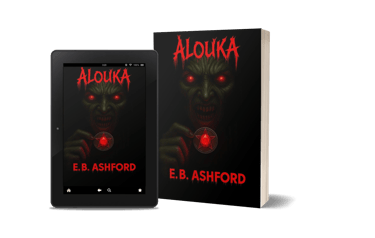 Mockup du roman horrifique et fantastique "Alouka" par E. B. Ashford.