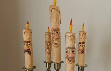 Carved candles by Jim Oehmke