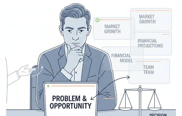 Visualization showing investors forming early impressions during the first half of a startup pitch.