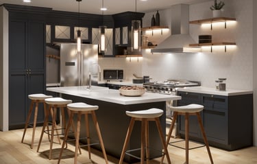 Traditional blue kitchen design