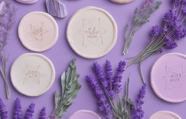 A close up of a person's eye and purple flowers