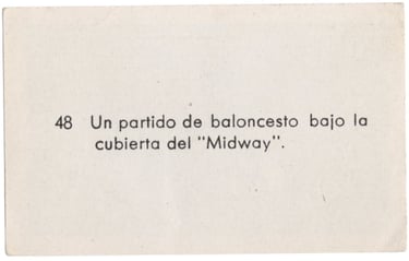 Baloncesto basketball card featuring American Soldiers playing on Navy ship in Spain 1950s