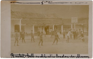 Early Los Angeles Real Photo Postcard of Children playing Basketball before 1910