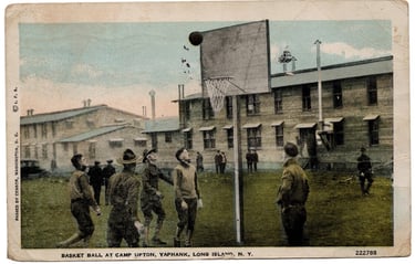 World War I Basketball Recreation Camp Postcard