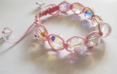 crystal bracelet with pink cord shamballa style