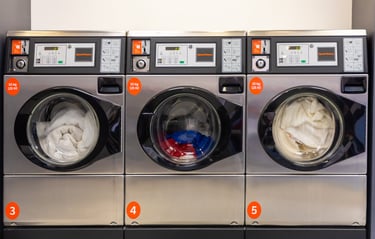 Commercial washer, designed for high-capacity and heavy-duty laundry tasks in businesses and industrial settings