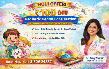 A pictorial representation of Holi Dental Offer at Peoples Dental Clinic on kids dental checkups