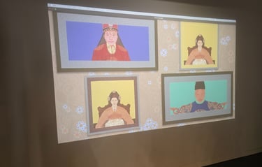 Interactive digital images showing visitor faces with Joseon royal dress