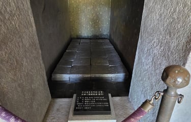 The Inside of a full size replica stone tomb