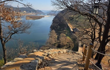 High fortress wall view