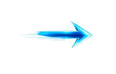 Glowing blue neon arrow symbol with motion blur effect isolated on a black background.