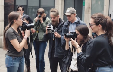 Colorful balloons and decorations at a lively community fair.