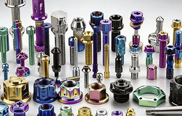Titanium fasteners product lineup showing various sizes and types of aerospace-grade bolts and faste