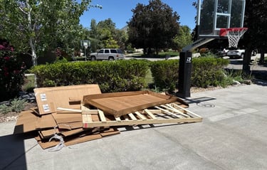 a basketball hoop net with boxes of boxes and boxes of boxes