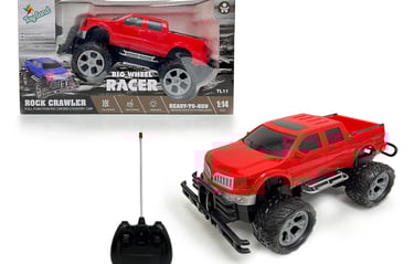 a red truck with a remote control and remote control