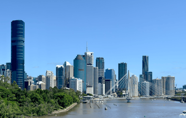 Brisbane CBD, Kangaroo Point Bridge seen from Kangaroo Point, Brisbane, 2024