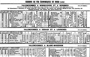 Auszug aus dem Straßenbahnfahrplan von 1914