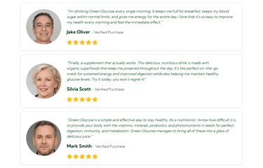customer testimonials and reviews of green glucose