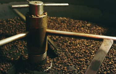 a coffee grinder with a large amount of coffee beans