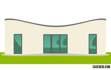 Digital illustration of the Yhnova house, the first inhabitable 3D-printed building in France