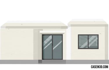 3D illustration of the Serendix50, a compact 3D-printed house for two people, located in Komaki