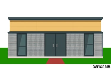Illustrazione dell’edificio stampato in 3D a Yumeshima, struttura modulare  per Osaka Expo 2025