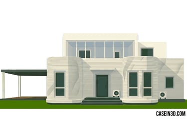 3D‑printed medical center in Saraburi, Thailand, featuring curved forms, large windows, and a modern