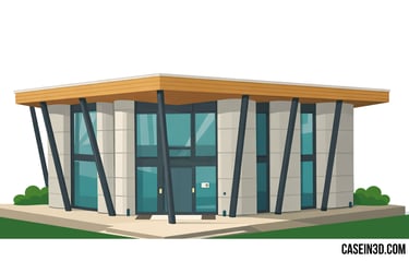 Stylized illustration of the original 3D-printed Kobelt AG pavilion in Marbach, Switzerland,