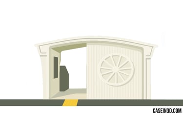 3D-printed model of a Japanese 3d train station with platforms, tracks, and surrounding structures.