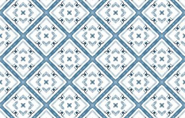 Padrão inspirado nos azulejos portugueses criado em aguarela digital para design de superfície