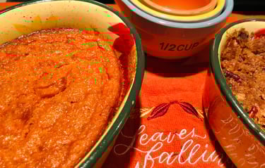 casserole with fall decor