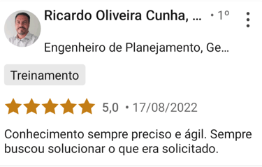 foto de uma pessoa e seu depoimento sobre o curso.