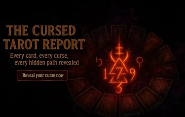 a circular zodiac wheel with glowing red light - The Cursed Tarot Report