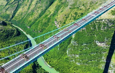 The Huajiang Grand Canyon Bridge load testing