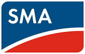 SMA Solar Technology logo featuring white text on blue and red background graphic.