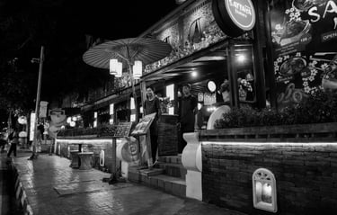 a Thai restaurant on a street in Chiang Mai Thailand Asia