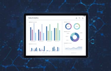 A complex data analytics dashboard visualization.