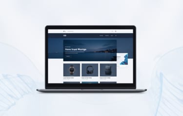 Mockup of an e-commerce website on a laptop screen.