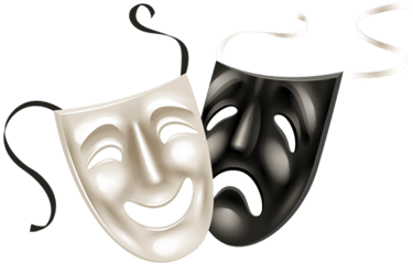 a pair of masks with a smile and a frown on their faces