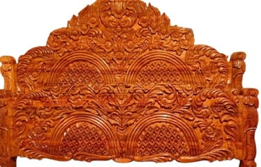 Natural Finish Teak Wood Bed β Minimalist and Elegant