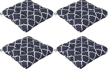 four square cushion cushions with a blue and white pattern
