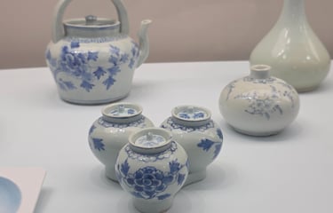 Joseon blue and white porcelain pieces